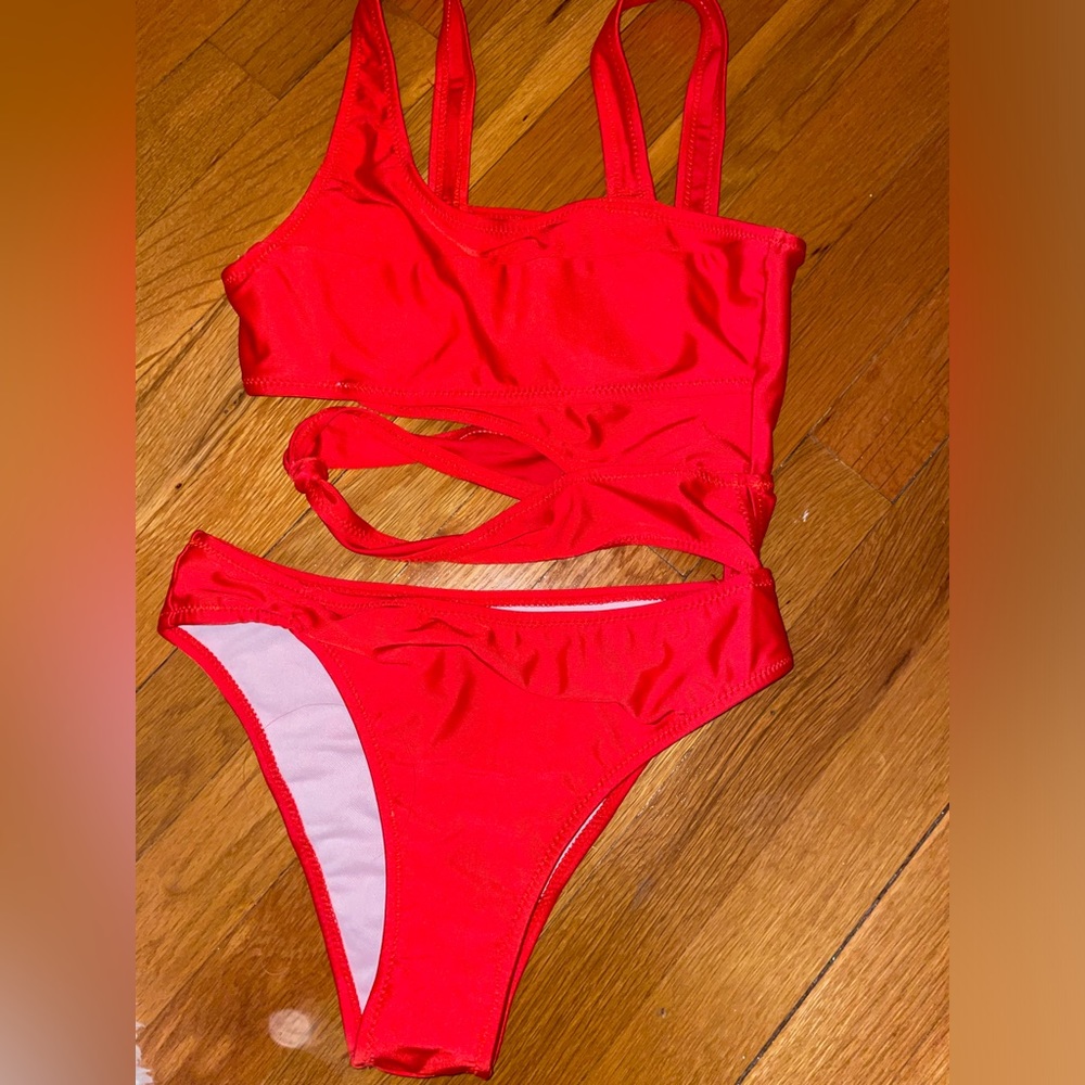 Red one piece Bathing suit Size Small